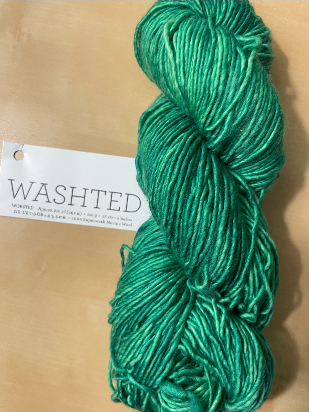 Washted Superwash Merino Yarn - Emerald Green hand dyed